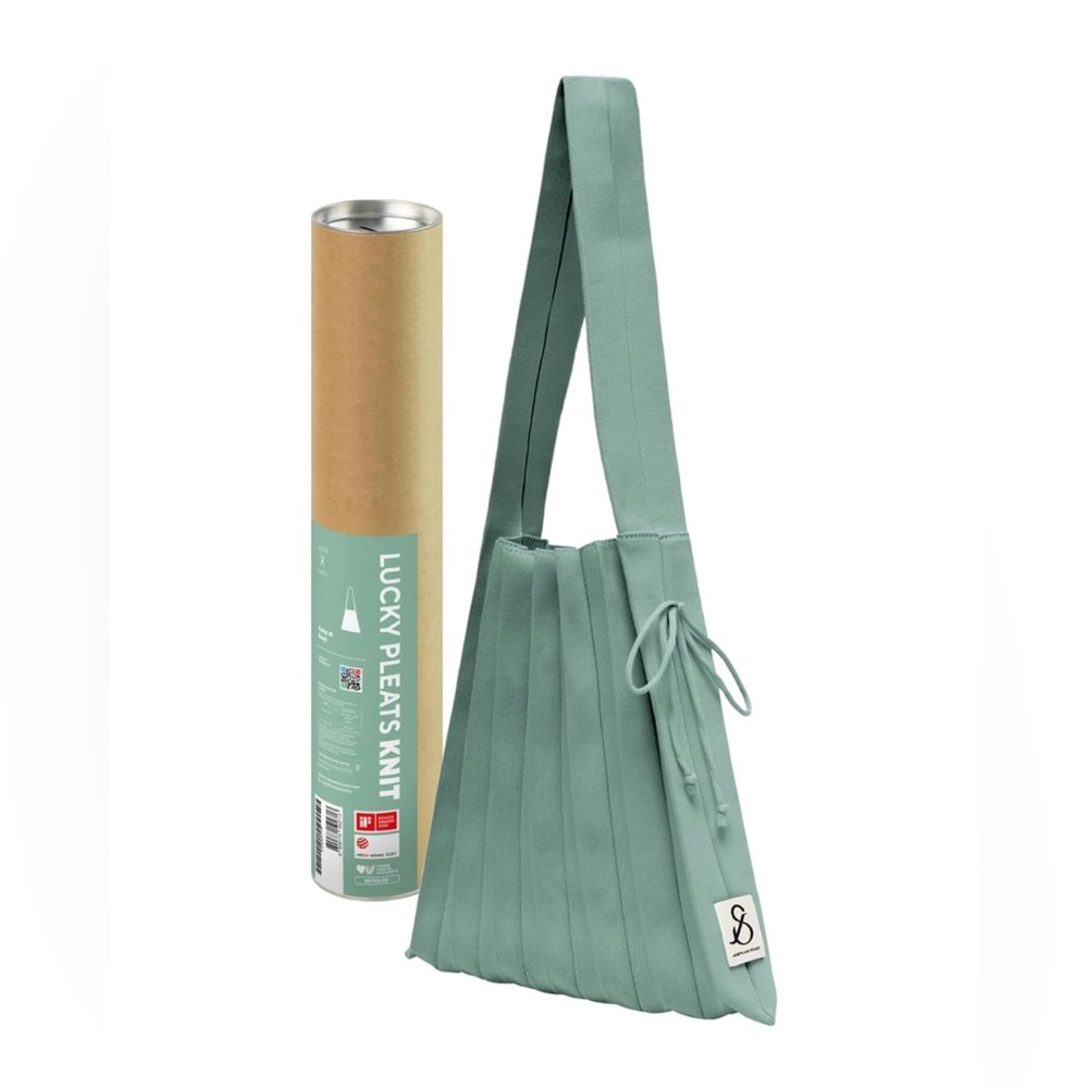 Joseph and Stacey Lucky Pleats Knit Bag - Medium (Solid, Basil)